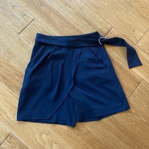ZARA navy blue Bermuda skort with belt